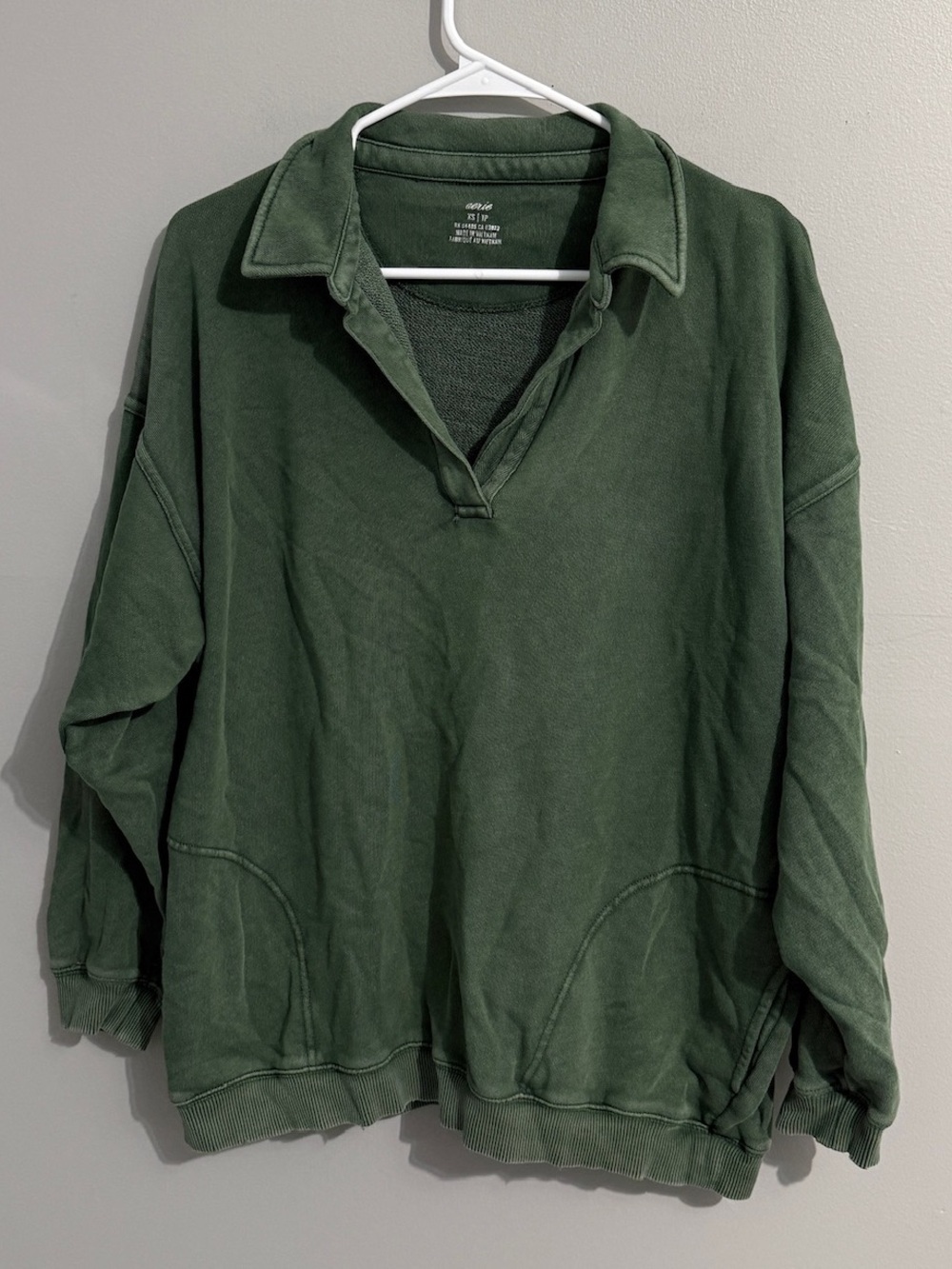 Aerie Sweater Womens Extra Small Popover Earthy Green Sweatshirt Lounge